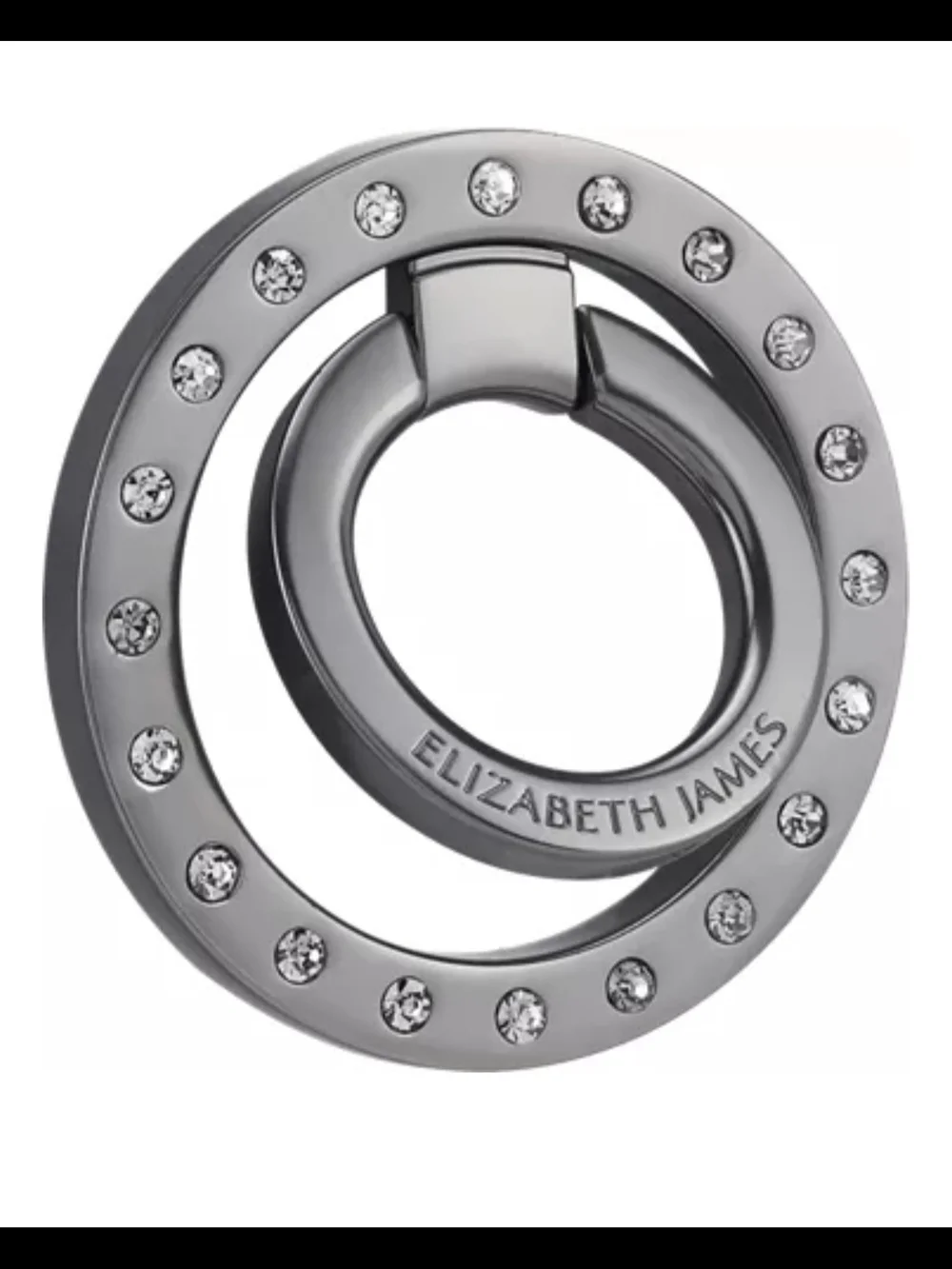 Elizabeth James Crystal-Studded Gunmetal Phone Ring